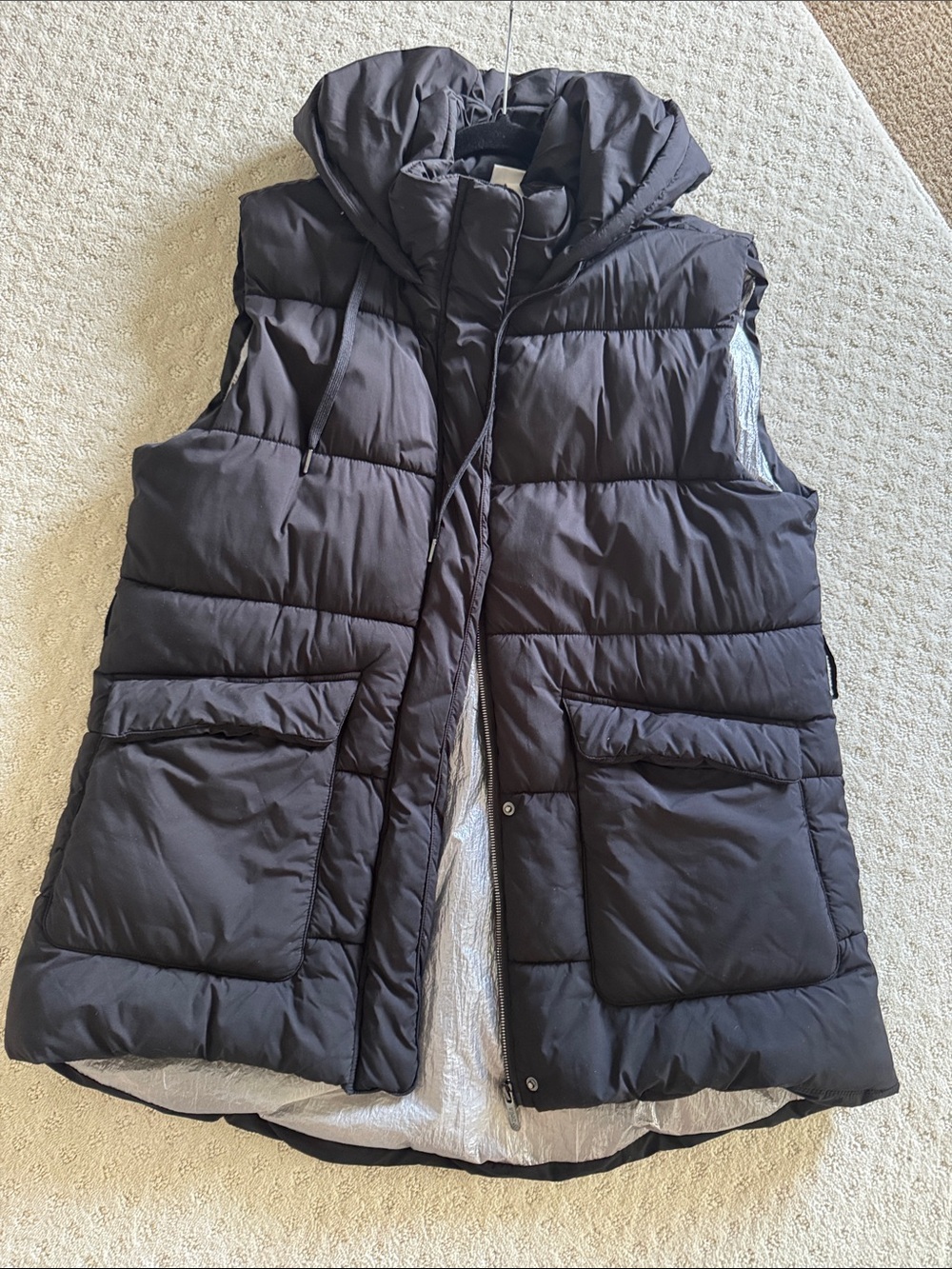 Zella Black Quilted Hooded Puffer Vest